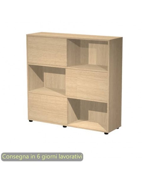 Libreria media Tetris 3 ripiani con ante scorrevoli 120x35xH.116