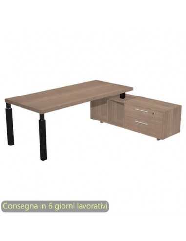 Scrivania manageriale Flora con mobile di servizo 225x170xH.76