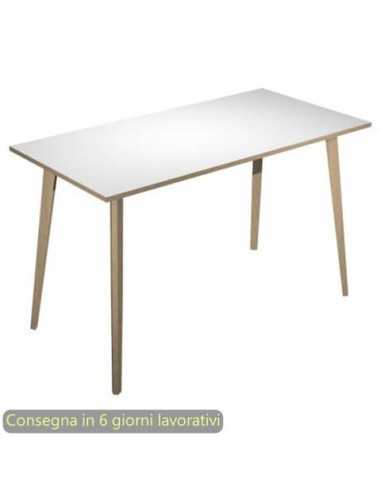 Tavolo alto Woody 180x80xH.105 cm con gambe rovere Artexport piano bianco 6405-DKC-3C-AQ