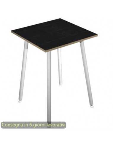 Tavolo alto Skinny Metal 80x80xH.105 cm con gambe met. bianche Artexport piano nero - 6401-DJC-8C-AN