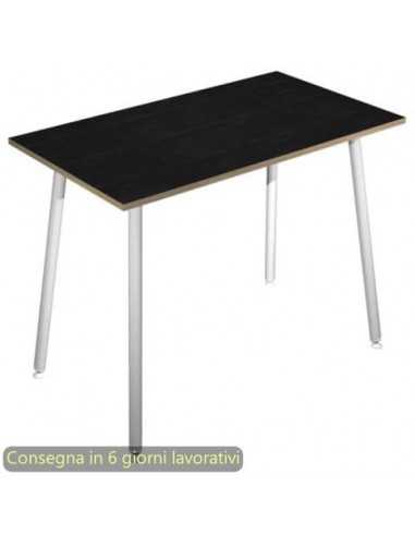 Tavolo alto Skinny Metal 140x80xH.105 cm con gambe met. bianche Artexport piano nero - 6402-DJC-8C-AN