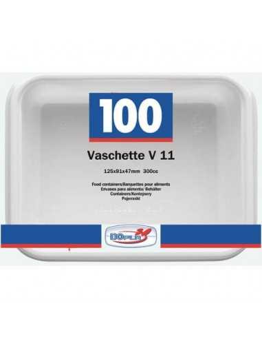 Vaschette bianche V/11 in polistirene 125x95x47mm conf. 100 pz Dopla Professional 400 ml - 7012