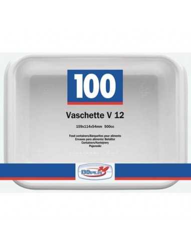 Vaschette bianche V/12 in polistirene 155x115x52 mm conf. 100 pz Dopla Professional 600 ml - 7013