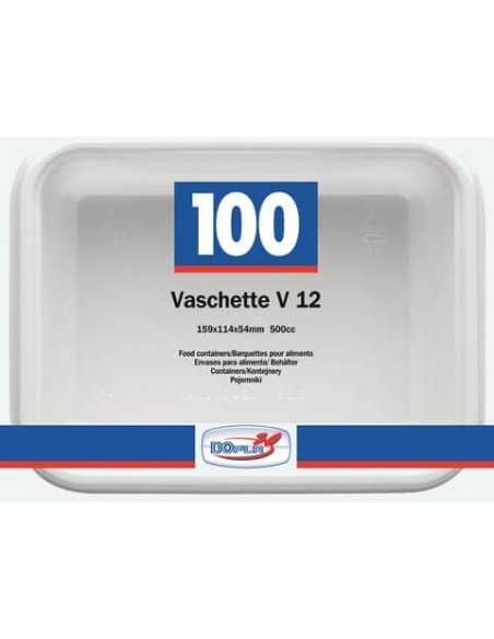 Vaschette bianche V/12 in polistirene 155x115x52 mm conf. 100 pz Dopla Professional 600 ml - 7013