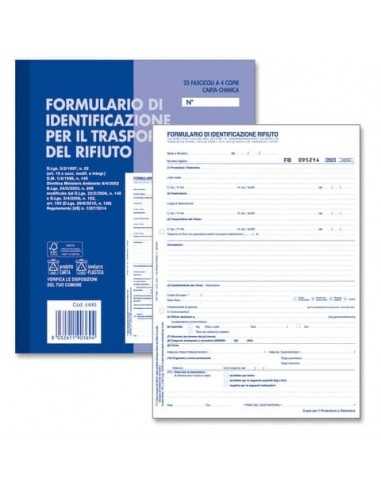 Blocco formulario identificazione rifiuti trasportati O.C.L. 25x4 copie - 21x29