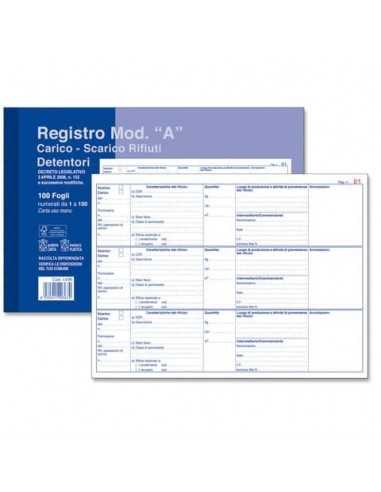 Registro carico-scarico rifiuti O.C.L. Mod. A per detentori - 32x21 cm Z10584Z118514