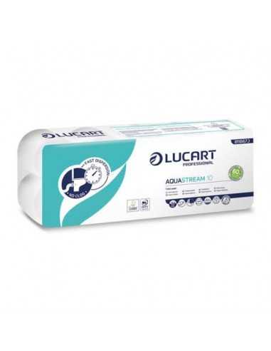 Carta igienica Aquastream in pura cellulosa 2 veli 200 strappi Lucart Professional conf. 10 rotoli - 811B67J