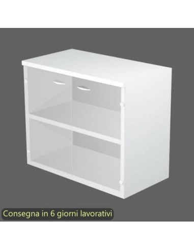 Mobile basso con ante in vetro satinato 80x35xH.72 cm Presto Artexport bianco 030-67G/3