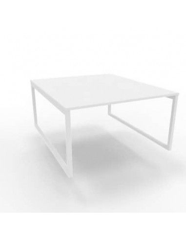 Bench piano bianco 140x160xH.75 cm gamba ad anello in acciaio bianco linea Practika P2 Quadrifoglio - ECBEA14-BA-I