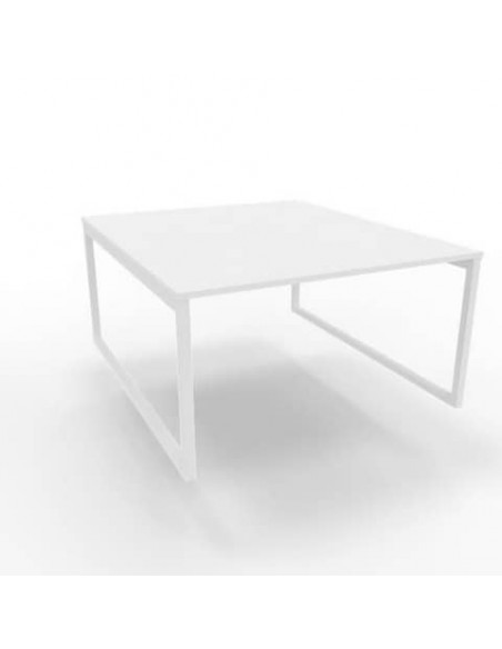 Bench piano bianco 140x160xH.75 cm gamba ad anello in acciaio bianco linea Practika P2 Quadrifoglio - ECBEA14-BA-I