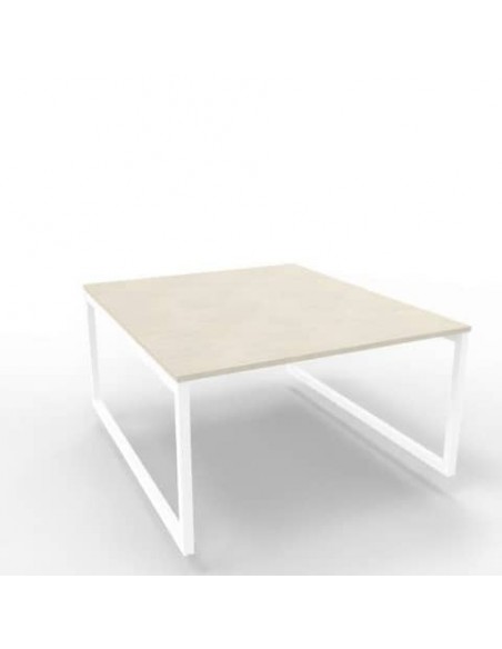 Bench piano cemento 140x160xH.75 cm gamba ad anello in acciaio bianco linea Practika P2 Quadrifoglio - ECBEA14-CL-I