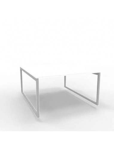 Bench piano bianco 140x160xH.75 cm gamba ad anello in acciaio argento linea Practika P2 Quadrifoglio - ECBEA14-BA-A