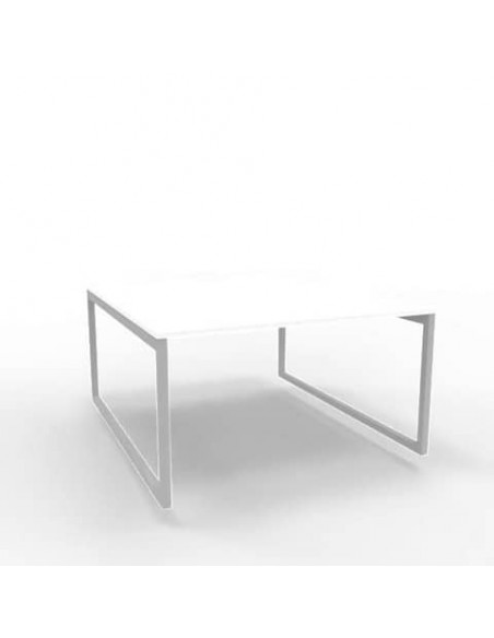 Bench piano bianco 140x160xH.75 cm gamba ad anello in acciaio argento linea Practika P2 Quadrifoglio - ECBEA14-BA-A