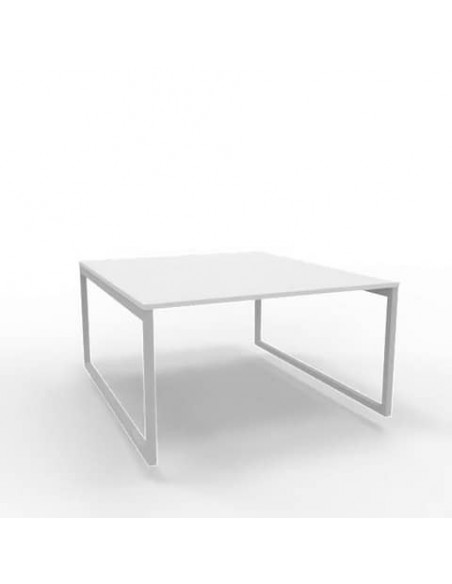 Bench piano grigio 140x160xH.75 cm gamba ad anello in acciaio argento linea Practika P2 Quadrifoglio - ECBEA14-GR-A