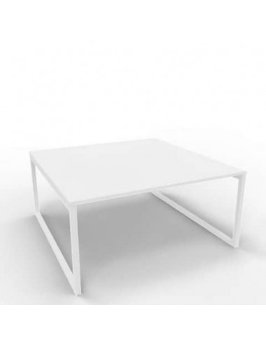 Bench piano bianco 160x160xH.75 cm gamba ad anello in acciaio bianco linea Practika P2 Quadrifoglio - ECBEA16-BA-I