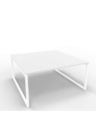 Bench piano grigio 160x160xH.75 cm gamba ad anello in acciaio bianco linea Practika P2 Quadrifoglio - ECBEA16-GR-I