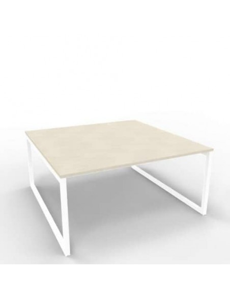 Bench piano cemento 160x160xH.75 cm gamba ad anello in acciaio bianco linea Practika P2 Quadrifoglio - ECBEA16-CL-I