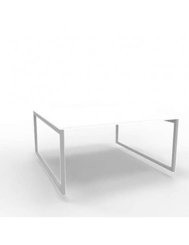 Bench piano bianco 160x160xH.75 cm gamba ad anello in acciaio argento linea Practika P2 Quadrifoglio - ECBEA16-BA-A