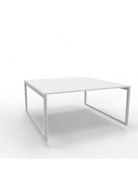 Bench piano grigio 160x160xH.75 cm gamba ad anello in acciaio argento linea Practika P2 Quadrifoglio - ECBEA16-GR-A