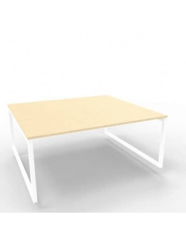 Bench piano rovere 180x160xH.75 cm gamba ad anello in acciaio bianco linea Practika P2 Quadrifoglio - ECBEA18-RK-I