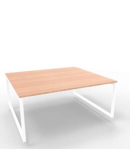 Bench piano noce canaletto 180x160xH.75 cm gamba ad anello in acciaio bianco linea Practika P2 - ECBEA18-NO-I