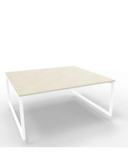 Bench piano cemento 180x160xH.75 cm gamba ad anello in acciaio bianco linea Practika P2 Quadrifoglio - ECBEA18-CL-I