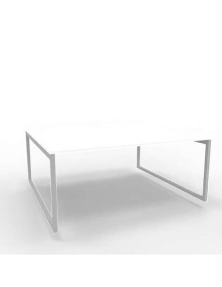 Bench piano bianco 180x160xH.75 cm gamba ad anello in acciaio argento linea Practika P2 Quadrifoglio - ECBEA18-BA-A