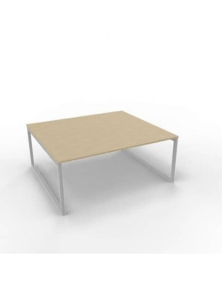 Bench piano rovere 180x160xH.75 cm gamba ad anello in acciaio argento linea Practika P2 Quadrifoglio - ECBEA18-RK-A