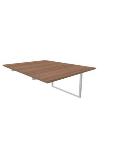 Postazione aggiuntiva bench piano noce 120x160xH.75 cm gamba ad anello in acciaio argento Practika P2 ECBIA12-NO-A