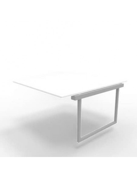 Postazione aggiuntiva bench piano bianco 140x160xH.75 cm gamba ad anello in acciaio argento Practika P2 ECBIA14-BA-A