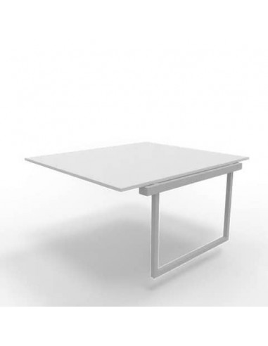 Postazione aggiuntiva bench piano grigio 140x160xH.75 cm gamba ad anello in acciaio argento Practika P2 ECBIA14-GR-A