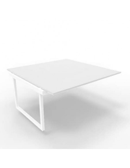 Postazione aggiuntiva bench piano grigio 160x160xH.75 cm gamba ad anello in acciaio bianco Practika P2 ECBIA16-GR-I