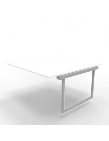 Postazione aggiuntiva bench piano bianco 160x160xH.75 cm gamba ad anello in acciaio argento Practika P2 ECBIA16-BA-A