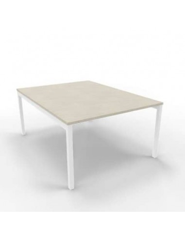 Bench piano cemento 120x160xH.75 cm gamba a ponte in acciaio bianco linea Practika P3 Quadrifoglio - ECBEC12-CL-I