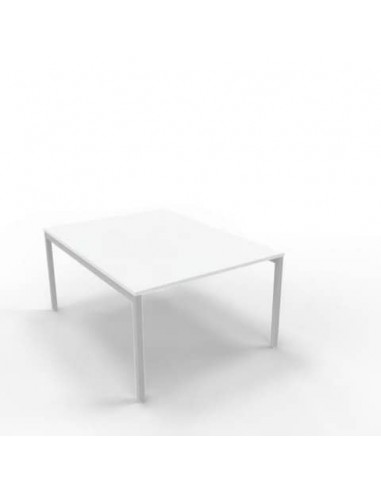 Bench piano bianco 120x160xH.75 cm gamba a ponte in acciaio argento linea Practika P3 Quadrifoglio - ECBEC12-BA-A