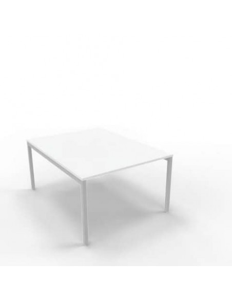 Bench piano bianco 120x160xH.75 cm gamba a ponte in acciaio argento linea Practika P3 Quadrifoglio - ECBEC12-BA-A