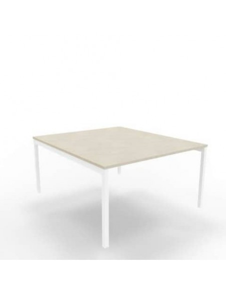 Bench piano cemento 140x160xH.75 cm gamba a ponte in acciaio bianco linea Practika P3 Quadrifoglio - ECBEC14-CL-I