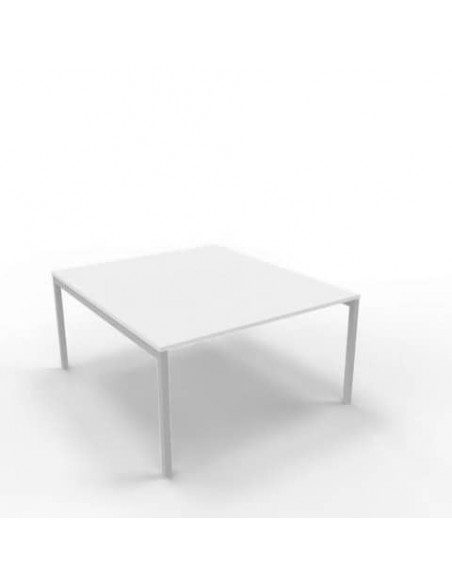 Bench piano bianco 140x160xH.75 cm gamba a ponte in acciaio argento linea Practika P3 Quadrifoglio - ECBEC14-BA-A