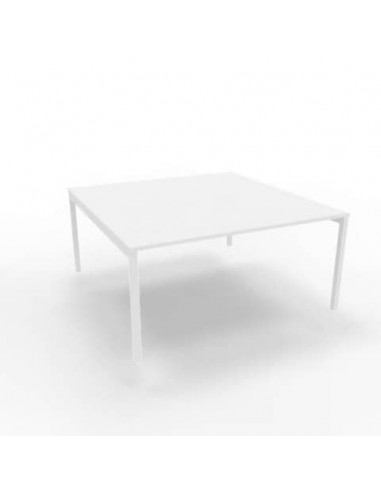 Bench piano bianco 160x160xH.75 cm gamba a ponte in acciaio bianco linea Practika P3 Quadrifoglio - ECBEC16-BA-I