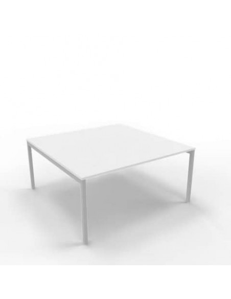 Bench piano bianco 160x160xH.75 cm gamba a ponte in acciaio argento linea Practika P3 Quadrifoglio - ECBEC16-BA-A