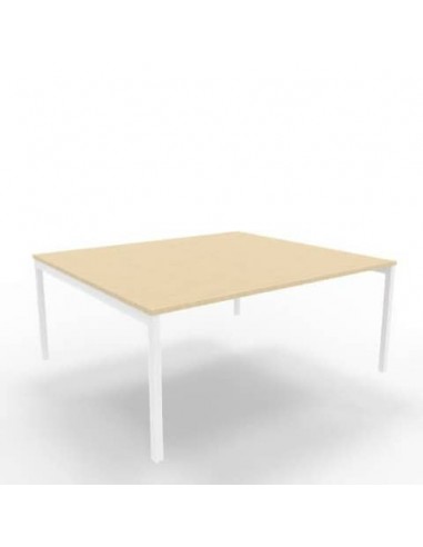 Bench piano rovere 180x160xH.75 cm gamba a ponte in acciaio bianco linea Practika P3 Quadrifoglio - ECBEC18-RK-I