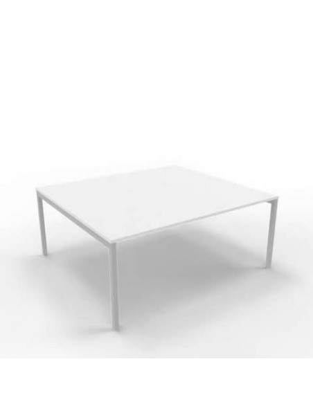 Bench piano bianco 180x160xH.75 cm gamba a ponte in acciaio argento linea Practika P3 Quadrifoglio - ECBEC18-BA-A