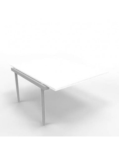 Postazione aggiuntiva bench piano bianco 120x160xH.75 cm gamba a ponte in acciaio argento Practika P3 - ECBIC12-BA-A