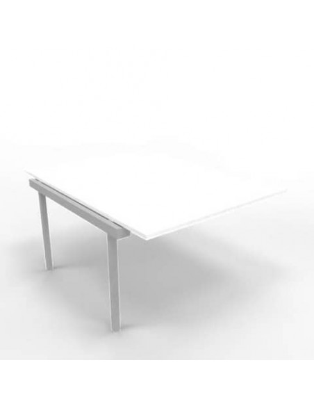 Postazione aggiuntiva bench piano bianco 120x160xH.75 cm gamba a ponte in acciaio argento Practika P3 - ECBIC12-BA-A