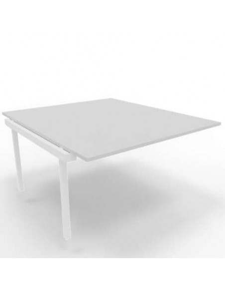 Postazione aggiuntiva bench piano grigio 140x160xH.75 cm gamba a ponte in acciaio bianco Practika P3 - ECBIC14-GR-I