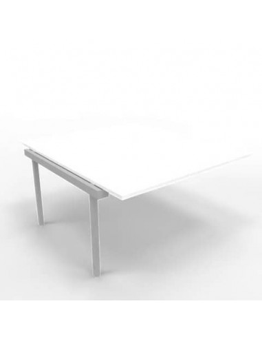 Postazione aggiuntiva bench piano bianco 140x160xH.75 cm gamba a ponte in acciaio argento Practika P3 - ECBIC14-BA-A