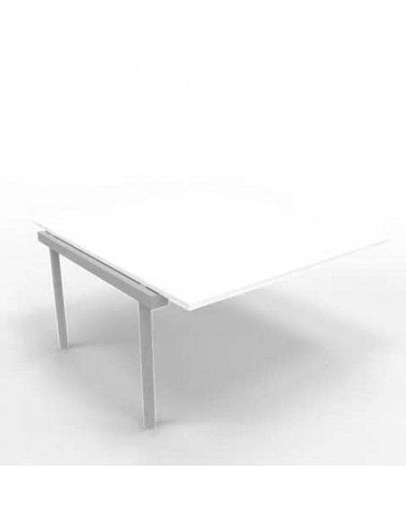 Postazione aggiuntiva bench piano bianco 140x160xH.75 cm gamba a ponte in acciaio argento Practika P3 - ECBIC14-BA-A