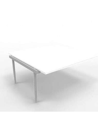 Postazione aggiuntiva bench piano bianco 160x160xH.75 cm gamba a ponte in acciaio argento Practika P3 - ECBIC16-BA-A