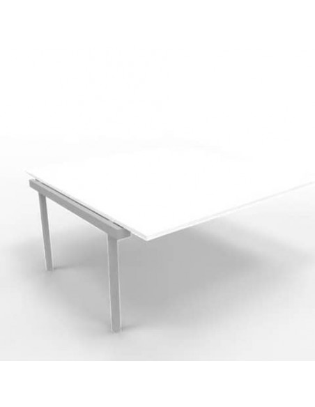 Postazione aggiuntiva bench piano bianco 160x160xH.75 cm gamba a ponte in acciaio argento Practika P3 - ECBIC16-BA-A