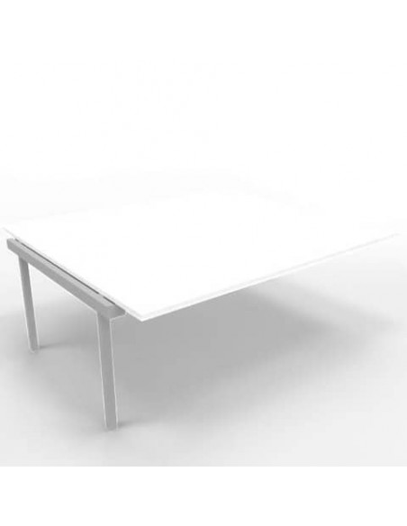 Postazione aggiuntiva bench piano bianco 180x160xH.75 cm gamba a ponte in acciaio argento Practika P3 - ECBIC18-BA-A